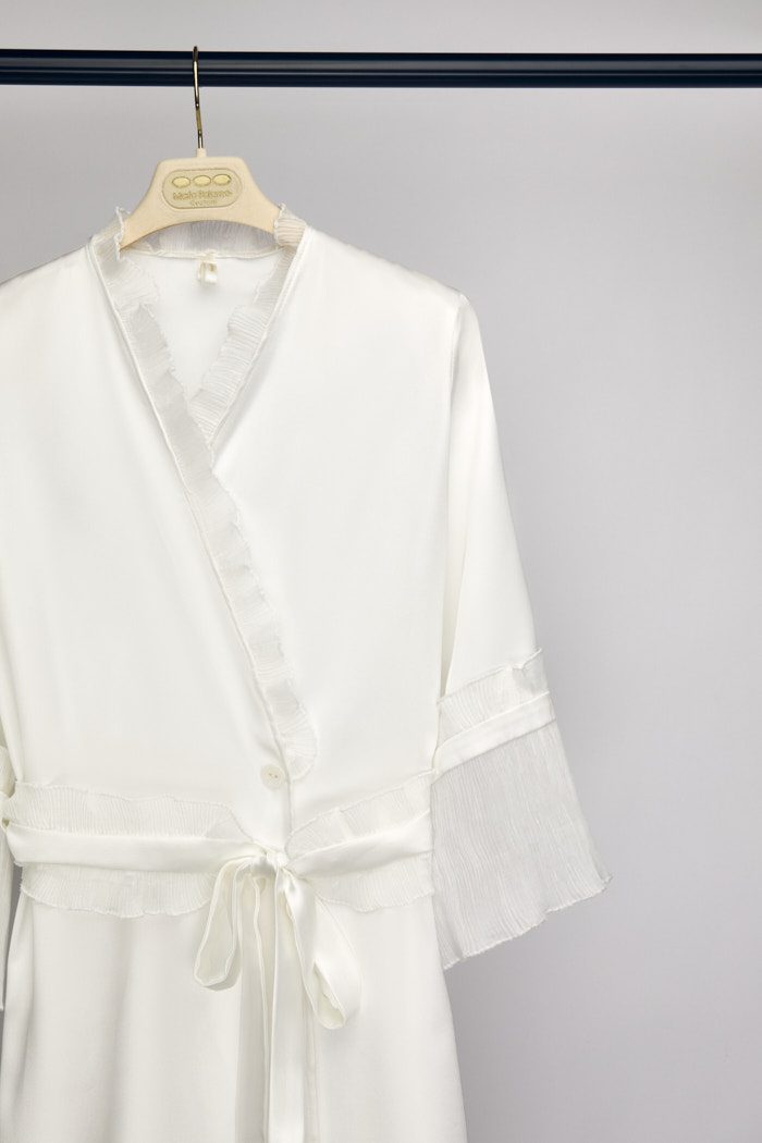 Marina white bridal robe – detail 4