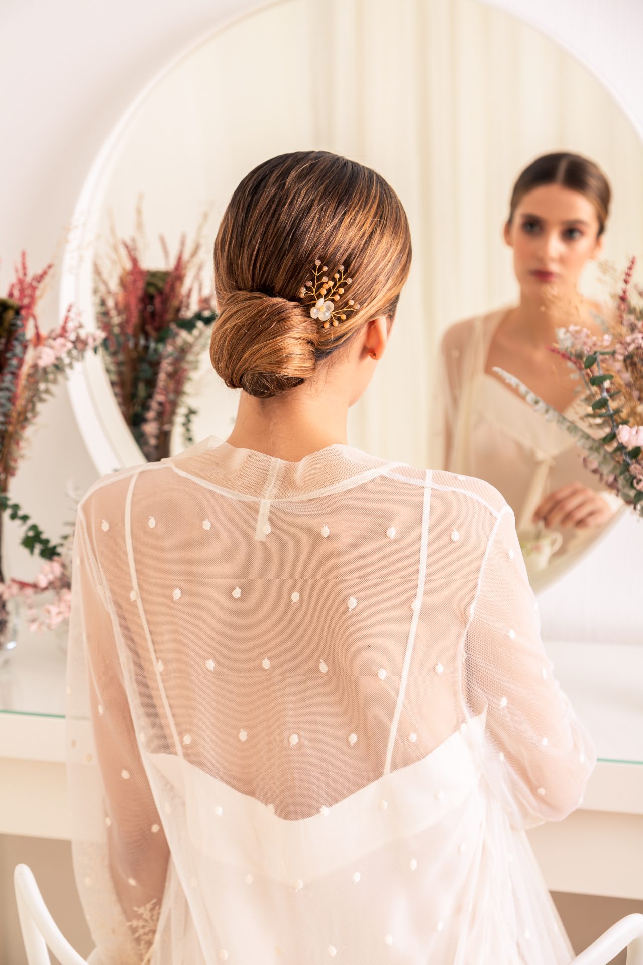 Celine long tulle bridal robe