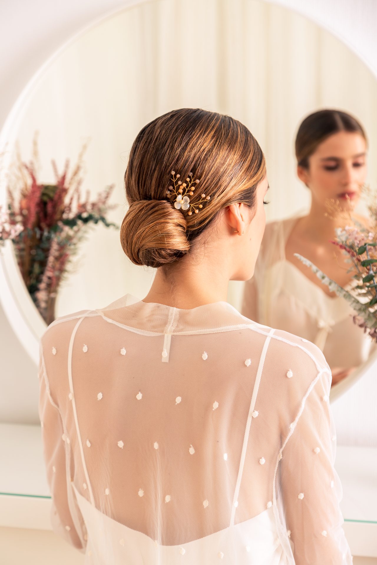 Long bridal robe with headpiece