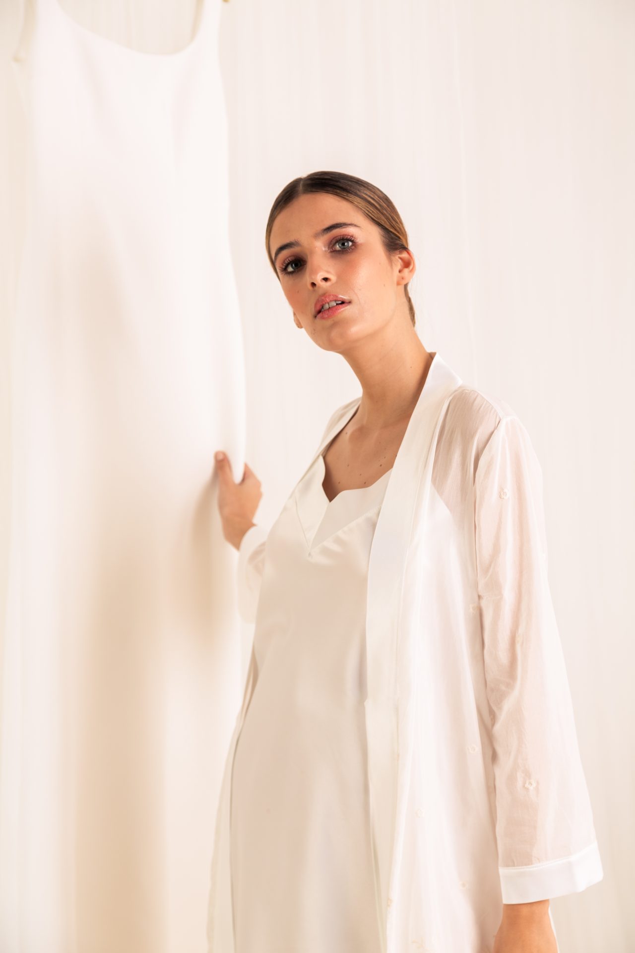 Plain white bridal robe
