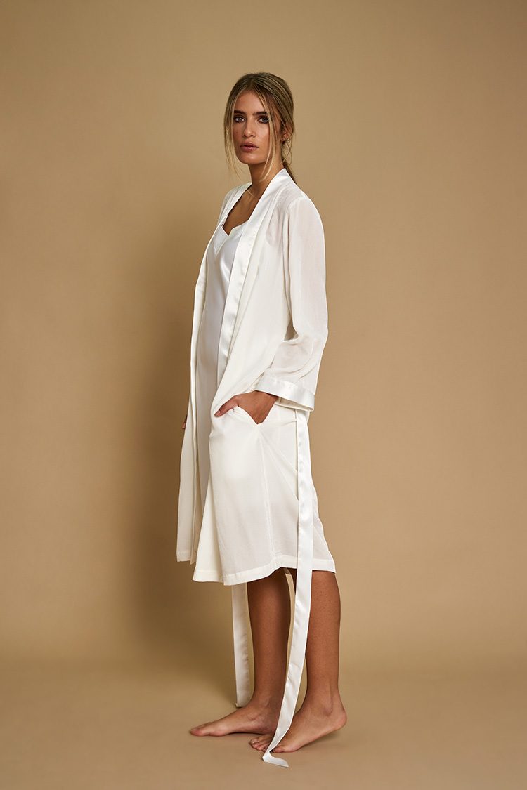 Velvet bridal robe with sash