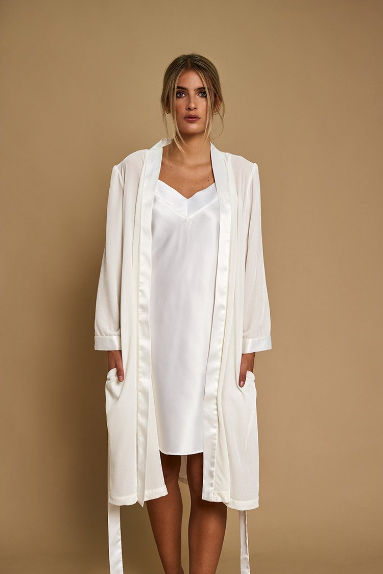 Velvet bridal robe with slip nightgown