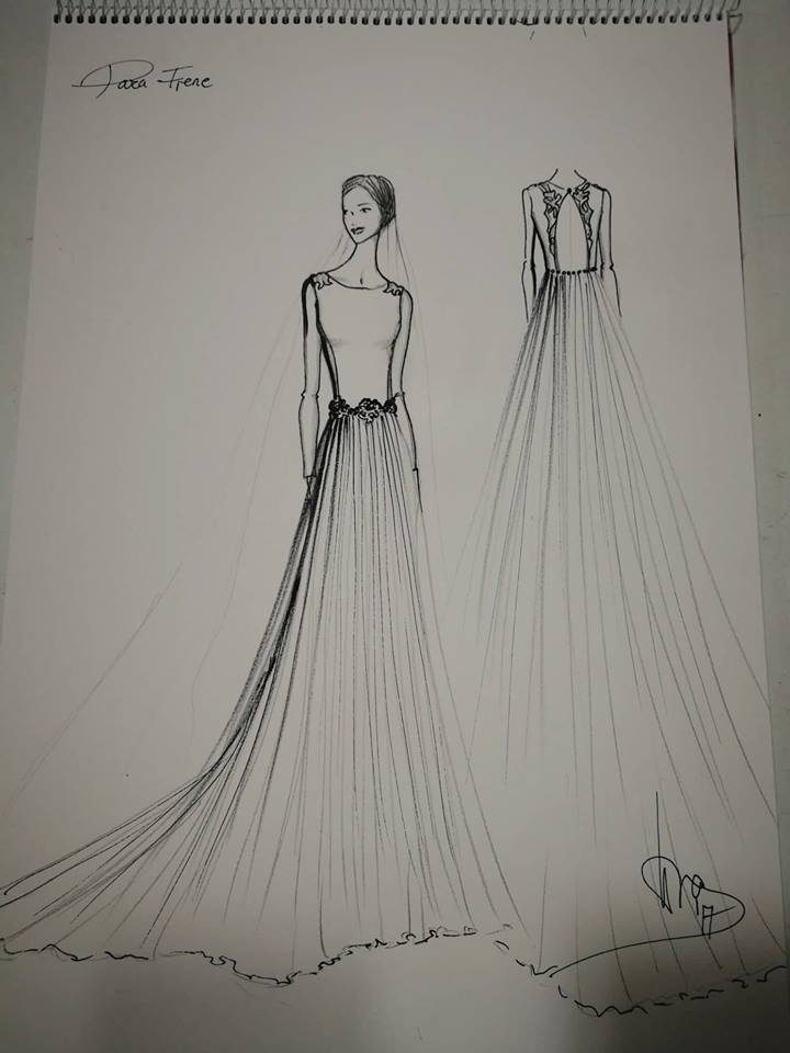 boceto exclusivo de vestido de novia a medida de María Palomo