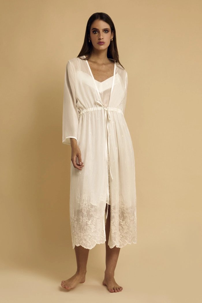Silk bridal robe set
