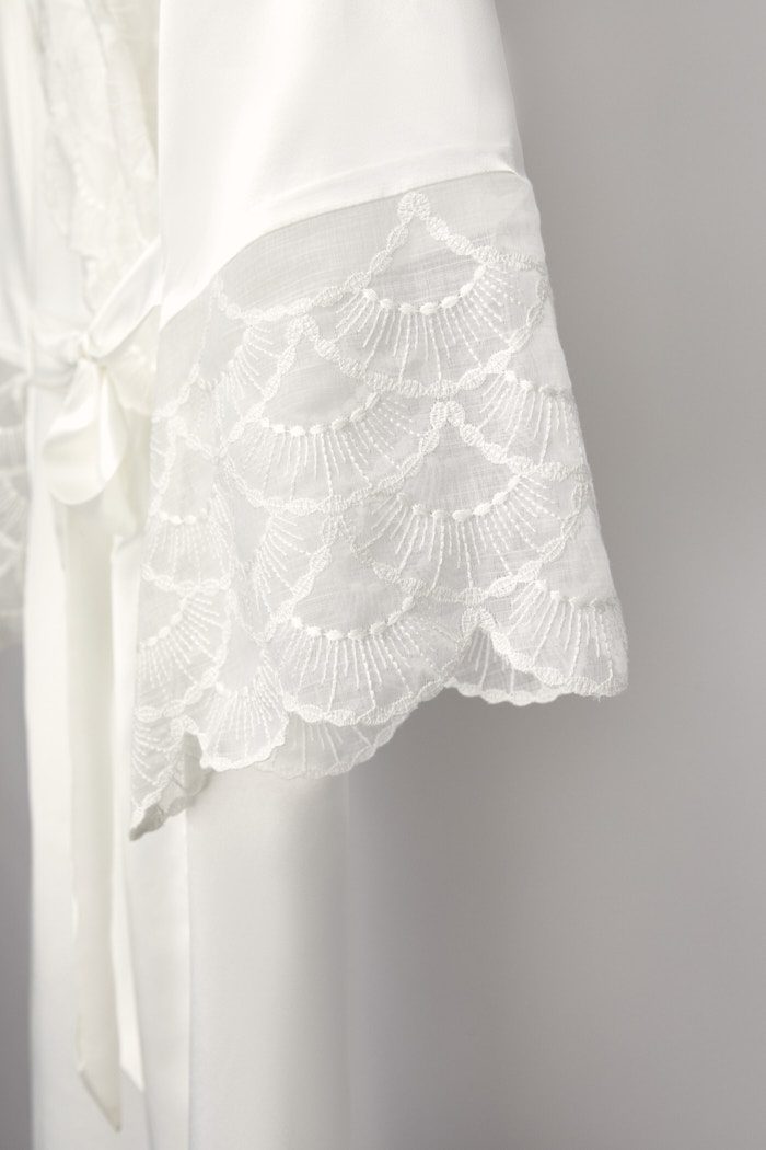 Comfort and style of the Carmela white bridal robe